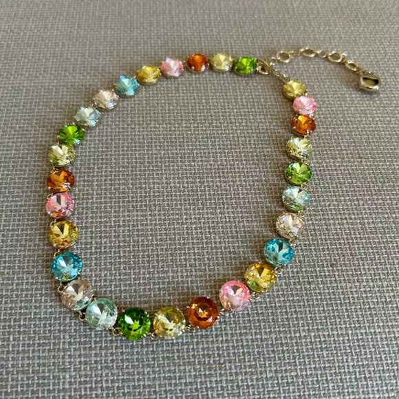Roxanne Assoulin Rainbow Round Paste Gem Necklace Colorful - Picture 4 of 8